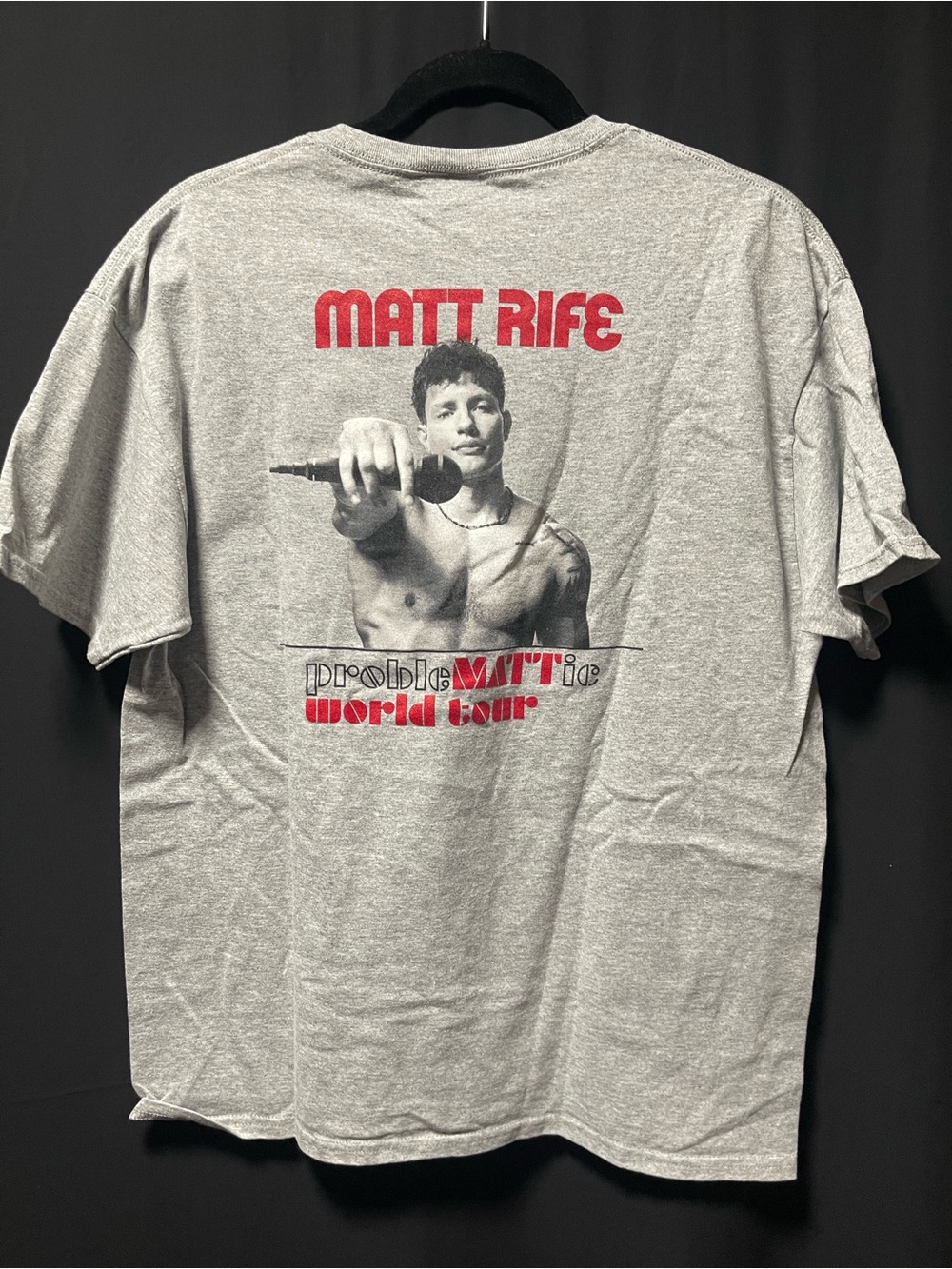 Jerzees Gray Graphic 'Matt Rife' Tour Tee with Red Accents